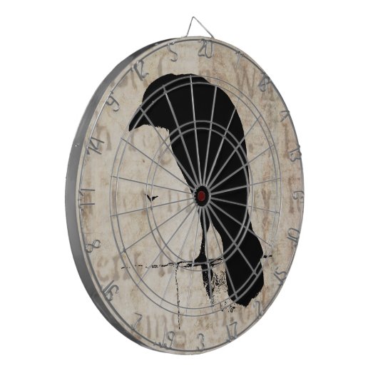 Raven Silhouette -  Retro Ravens & Crows Dartbord (Voorkant Links)