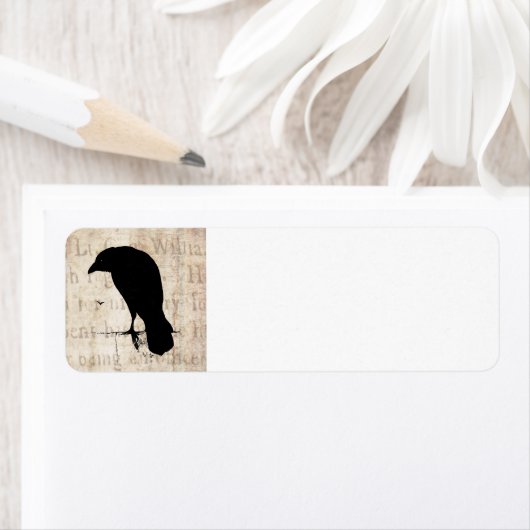 Raven Silhouette -  Retro Ravens & Crows Etiket (Insitu)