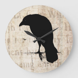 Raven Silhouette -  Retro Ravens & Crows Grote Klok