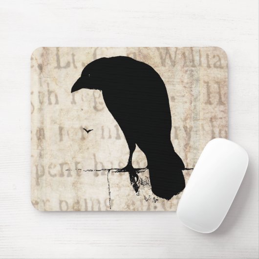 Raven Silhouette -  Retro Ravens & Crows Muismat (Met muis)