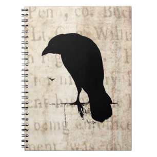 Raven Silhouette -  Retro Ravens & Crows Notitieboek