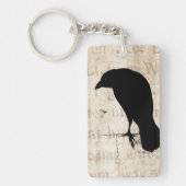 Raven Silhouette -  Retro Ravens & Crows Sleutelhanger (Voorkant)