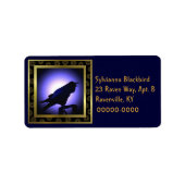 Raven Silhouette Tegen de Maan Etiket (Voorkant)