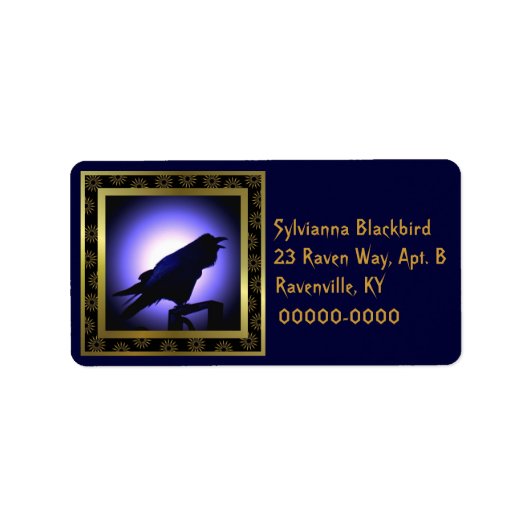 Raven Silhouette Tegen de Maan Etiket (Voorkant)