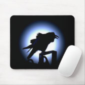Raven Silhouette tegen Full Moon Muismat (Met muis)
