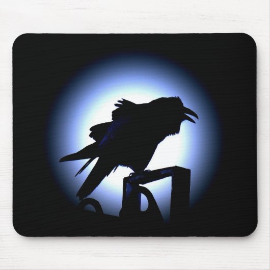 Raven Silhouette tegen Full Moon Muismat (Voorkant)