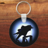 Raven Silhouette tegen Full Moon Sleutelhanger (Voorkant)