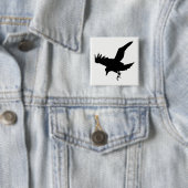 Raven Silhouette Vierkante Button 5,1 Cm (In situ)