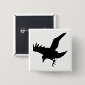 Raven Silhouette Vierkante Button 5,1 Cm (Voorkant /achterkant)