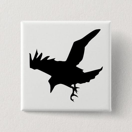 Raven Silhouette Vierkante Button 5,1 Cm (Voorkant)