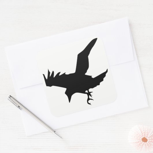 Raven Silhouette Vierkante Sticker (Envelop)