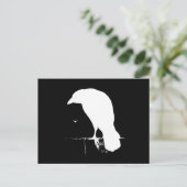 Raven Silhouette White op zwart - Aangepast Briefkaart (Staand voorkant)