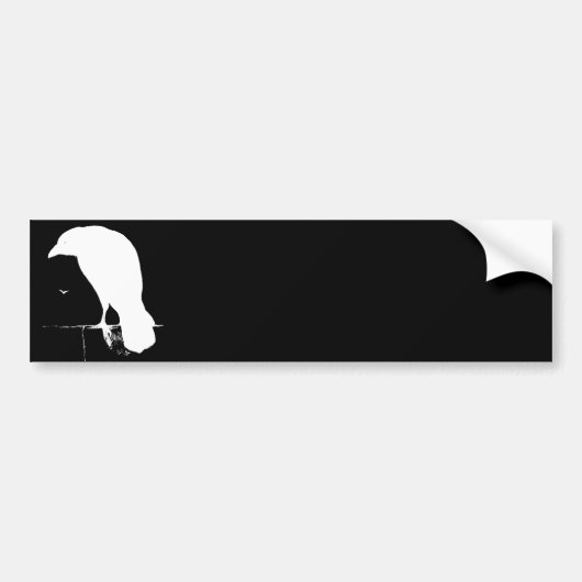  Raven Silhouette White op zwart - Aangepast Bumpersticker (Voorkant)