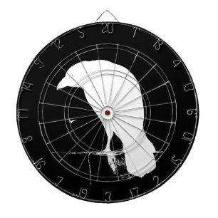  Raven Silhouette White op zwart - Aangepast Dartbord