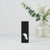 Raven Silhouette White op zwart - Aangepast Mini Visitekaartje (Staand voorkant)