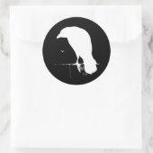 Raven Silhouette White op zwart - Aangepast Ronde Sticker (Tas)