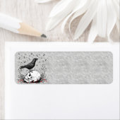 Raven Sings Song Death on Skull Illustration Etiket (Insitu)