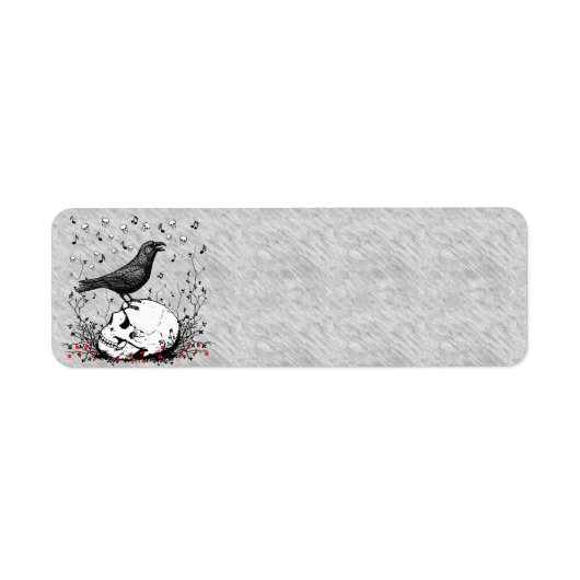 Raven Sings Song Death on Skull Illustration Etiket (Voorkant)