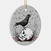 Raven Sings Song Death on Skull Illustration Keramisch Ornament (Rechts)