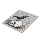 Raven Sings Song Death on Skull Illustration Tegeltje (Zijkant)