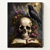Raven Skull Boek en Bloemen Gotisch notitieboek (Achterkant)