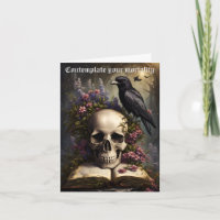 Raven Skull Boek en Bloemen Gotische Verjaardag