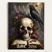 Raven Skull Boek en bloemen Planner (Voorkant)