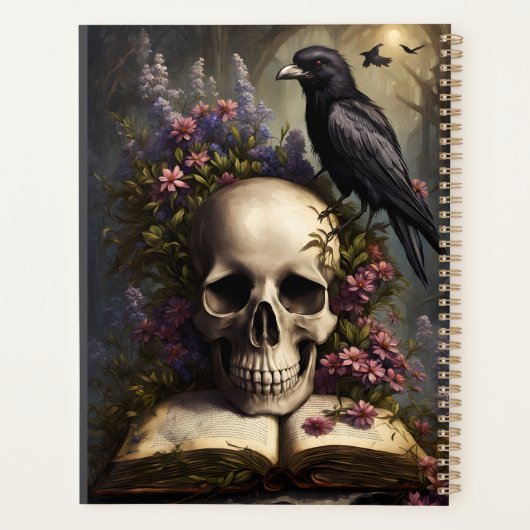 Raven Skull Boek en bloemen Planner (Achterkant)