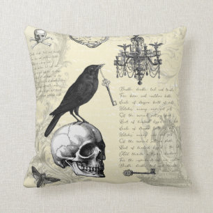 Raven Skull en Chandelier Gothic Halloween Kussen