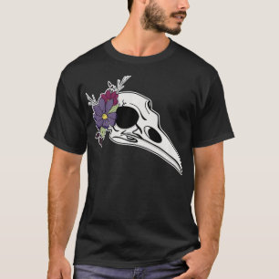 Raven Skull Floral Pastel Gothic Macabre Taidermy T-shirt