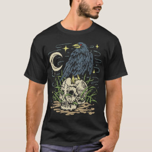 Raven Skull Gothic Crow Grunge Skull Gothic T-shirt