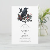 Raven Skull Gothic Holiday Wedding Kaart (Staand voorkant)