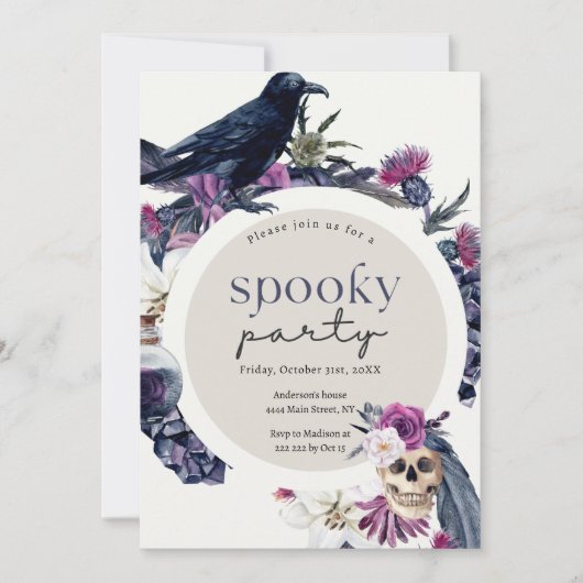 Raven & Skull Halloween uitnodiging (Voorkant)