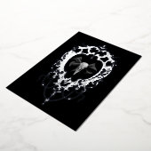 Raven Skull Silver Frame Goth Wedding Folie Uitnodiging (Gedraaid)