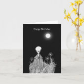 Raven Skull Under Moon Spooky Gothic Scary Verjaar Kaart (Gele Bloem)