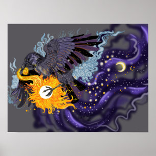 Raven Sky Folklore Poster