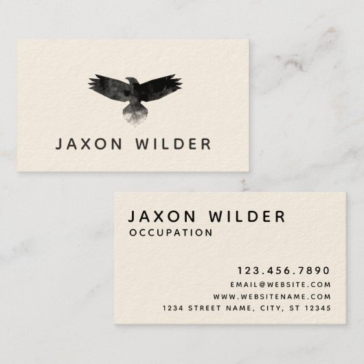 Raven Smoke Cloud Waterverf Minimale Rustic Visitekaartje (Voorkant / Achterkant)