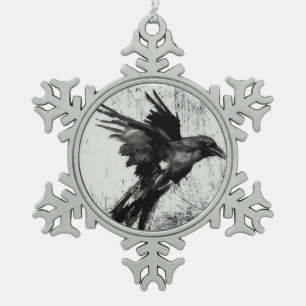 Raven sneeuwvlokbehanger tin sneeuwvlok ornament