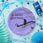 Raven Snow Winter Seasons Greetings Papieren Bordje (Feest)