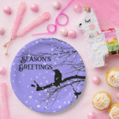 Raven Snow Winter Seasons Greetings Papieren Bordje (Feest)