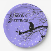 Raven Snow Winter Seasons Greetings Papieren Bordje (Voorkant)