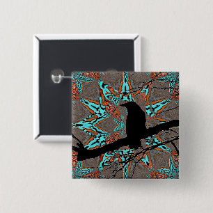 Raven Star van Fractal Complexity Vierkante Button 5,1 Cm