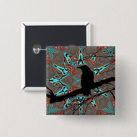 Raven Star van Fractal Complexity Vierkante Button 5,1 Cm (Voorkant /achterkant)