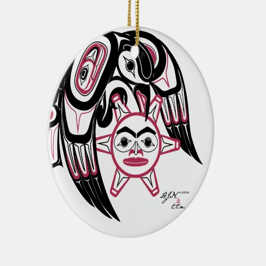 Raven Stealing the Sun Keramisch Ornament (Rechts)