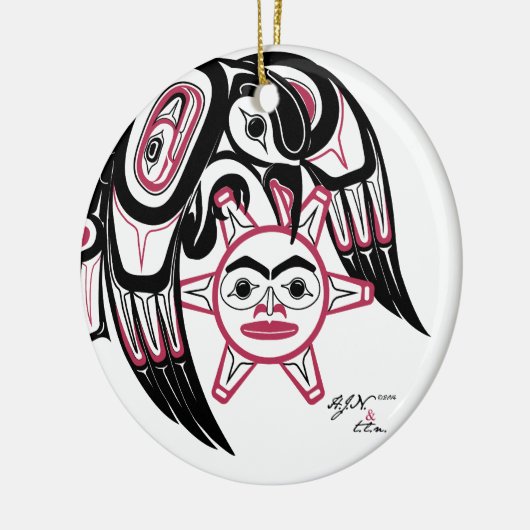 Raven Stealing the Sun Keramisch Ornament (Links)