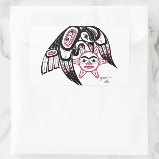 Raven Stealing the Sun Rechthoekige Sticker (Tas)