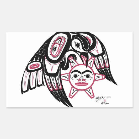 Raven Stealing the Sun Rechthoekige Sticker (Voorkant)