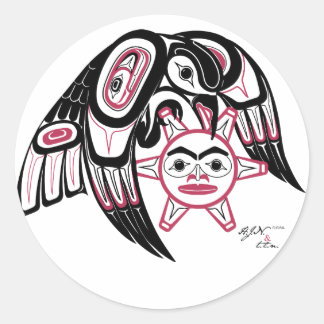 Raven Stealing the Sun Ronde Sticker