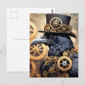 Raven Steampunk Gears Art Briefkaart (Voorkant / Achterkant)