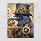 Raven Steampunk Gears Art Briefkaart (Voorkant)
